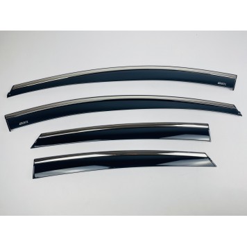 Дефлекторы окон Ford Focus 2011-2019 III Sedan/HB с нерж. хром полоской-1